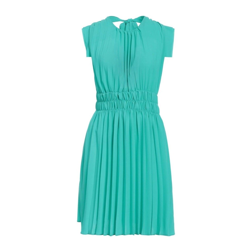 Liu Jo Mini Pleated Open Back Dress US 6 Teal Blue Green Y2K Fairy Whimsy